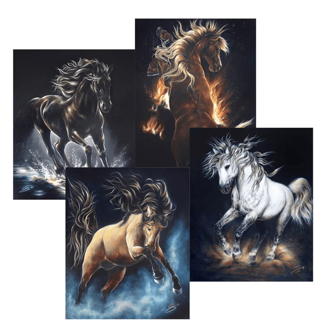 Lot Cartes A5 Série 4 Elements Chevaux PREVENTE