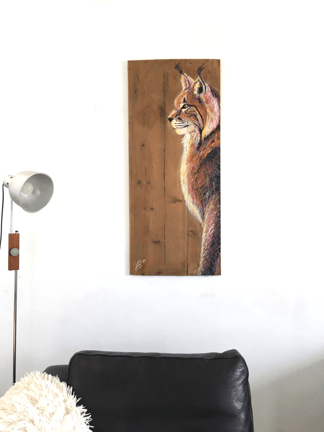 Lynx sur bois